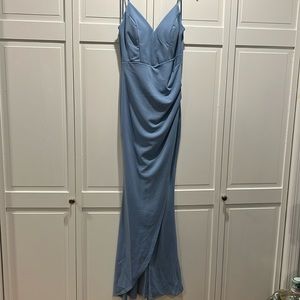 Soft blue special occasion dress- with slit